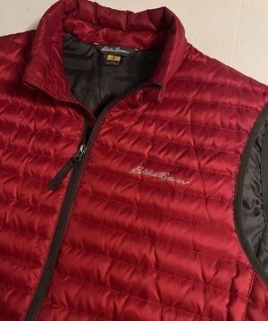 Eddie Bauer First Ascent Puff Performance Vest LARGE Travex 700 Goose Down Red